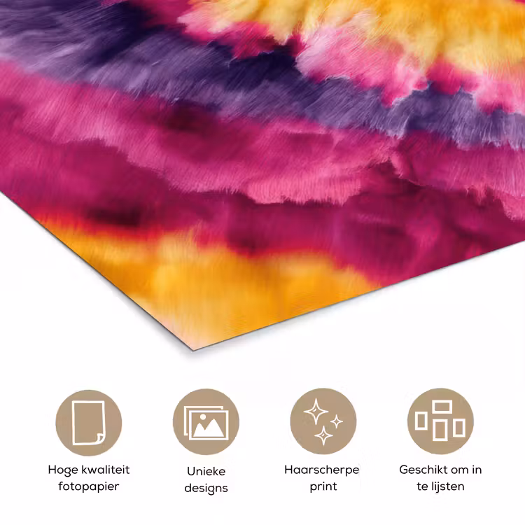 Tie dye - Hartvorm - Vlammen - Oranje poster papier klein -closeup_NL
