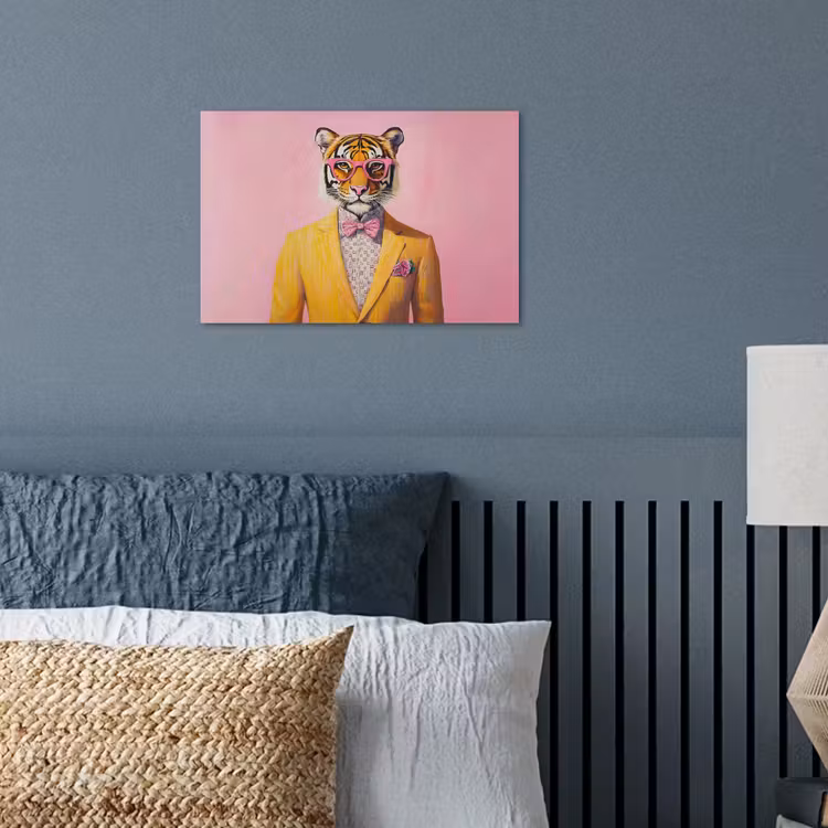 Tijger - Bril - Geel - Jasje poster papier klein -sfeer2
