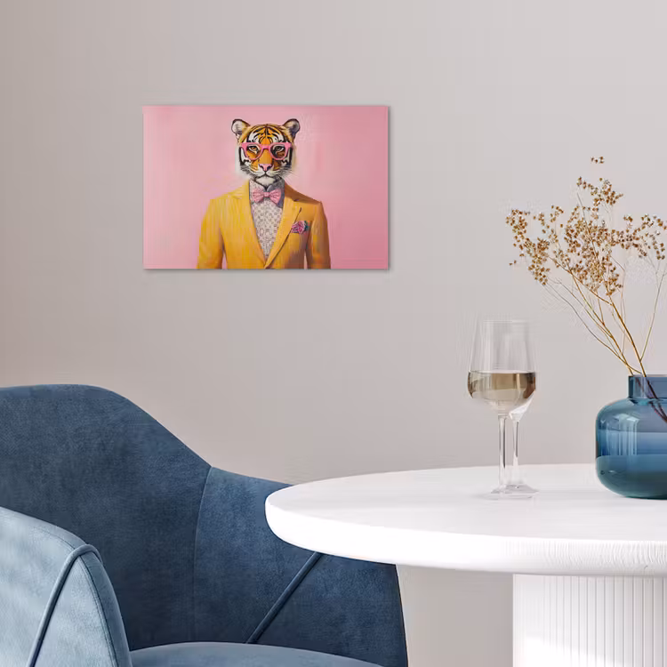 Tijger - Bril - Geel - Jasje poster papier klein -sfeer3