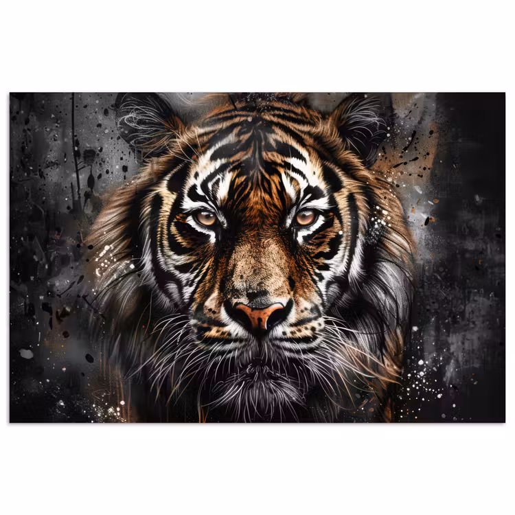 Tijger - Dieren - Portret - Luxe - Zwart poster papier klein -3d