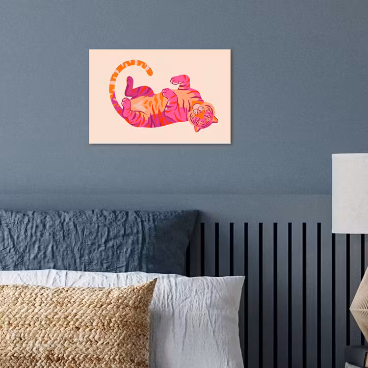 Tijger - Roze - Oranje poster papier klein -sfeer2