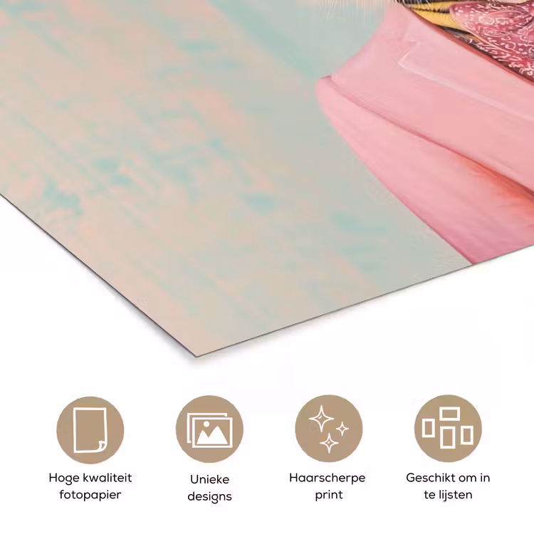 Tijger - Strik - Jasje - Roze poster papier klein -closeup_NL
