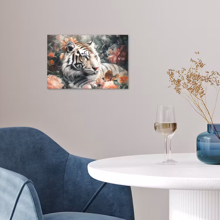 Tijger - Wilde dieren - Bloemen - Jungle poster papier klein -sfeer3