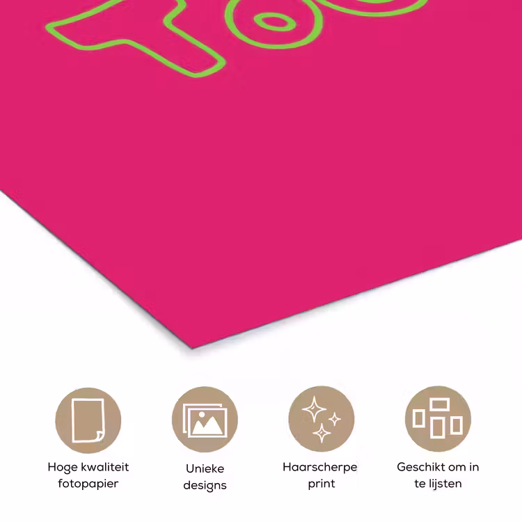 Toedeloe - Groen - Roze poster papier klein -closeup_NL