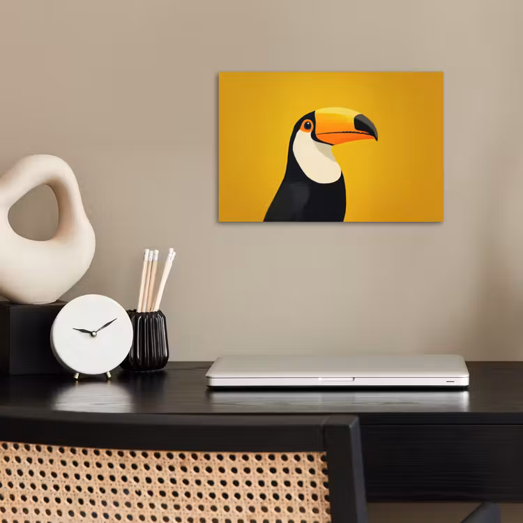 Toekan - Minimalistisch - Snavel - Oranje poster papier klein -sfeer1