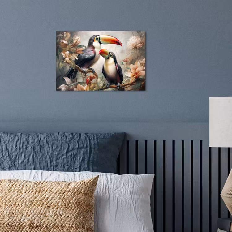 Toekan - Vogels - Bloemen - Jungle poster papier klein -sfeer2