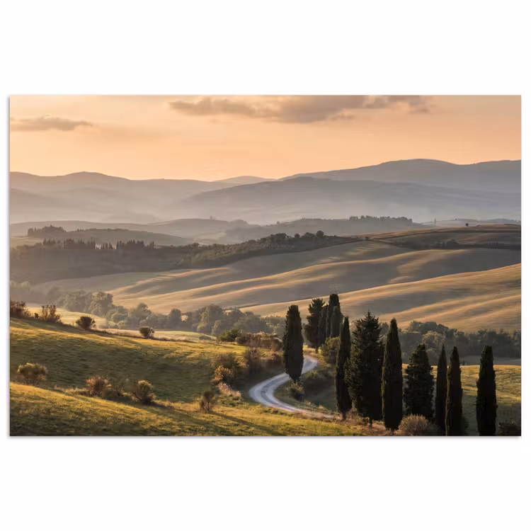 Toscaans - Landschap - Heuvels poster papier klein -3d