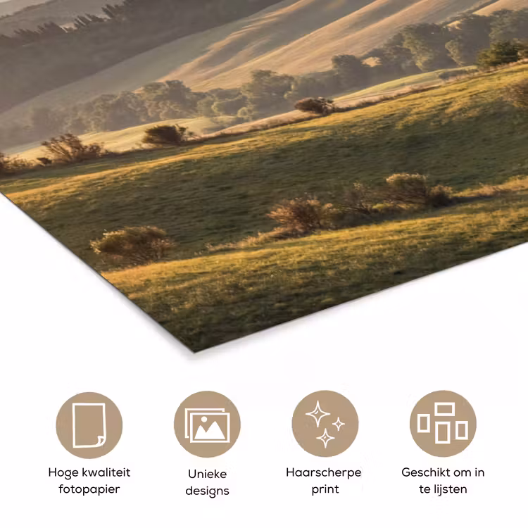 Toscaans - Landschap - Heuvels poster papier klein -closeup_NL