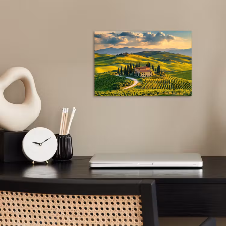 Toscane - Landschap - Wijngaarden poster papier klein -sfeer1