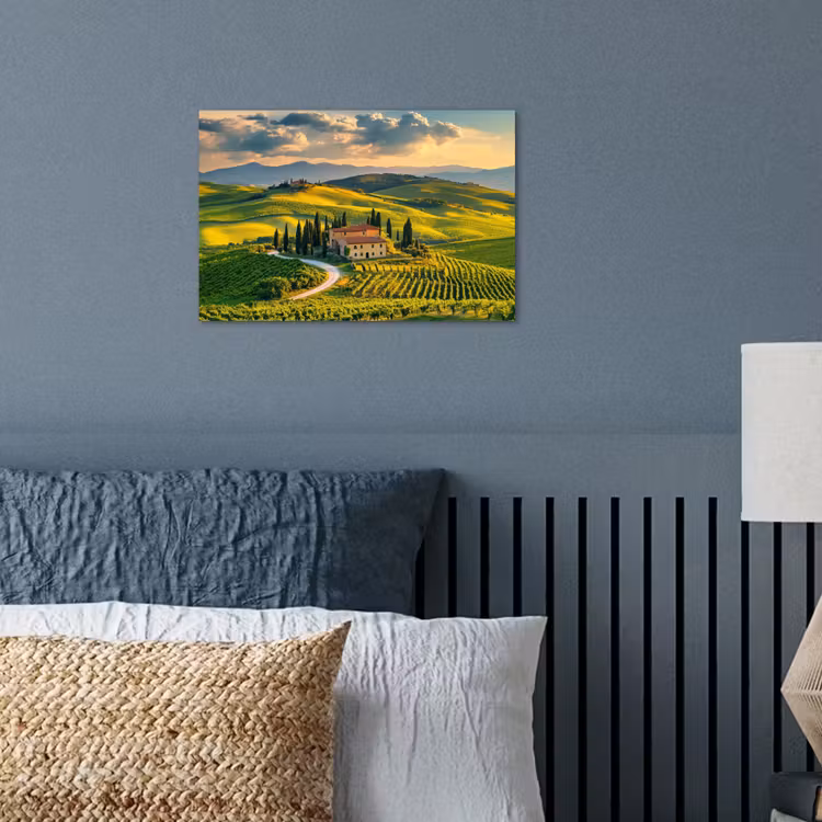 Toscane - Landschap - Wijngaarden poster papier klein -sfeer2