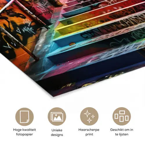 Trap - Graffiti - Kleuren - Kunst poster papier klein -closeup_NL