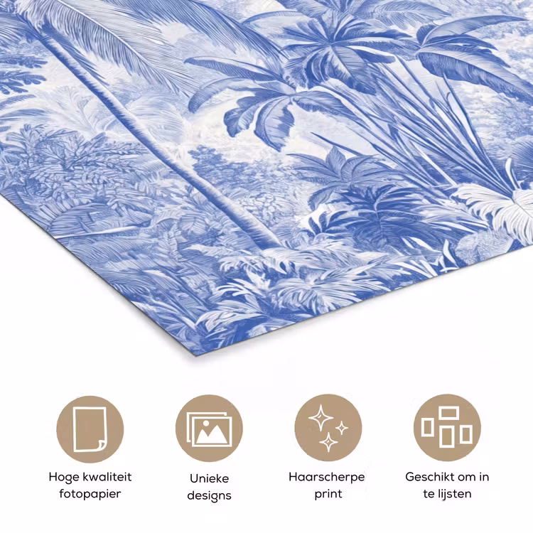 Tropisch - Jungle - Blauw poster papier klein -closeup_NL
