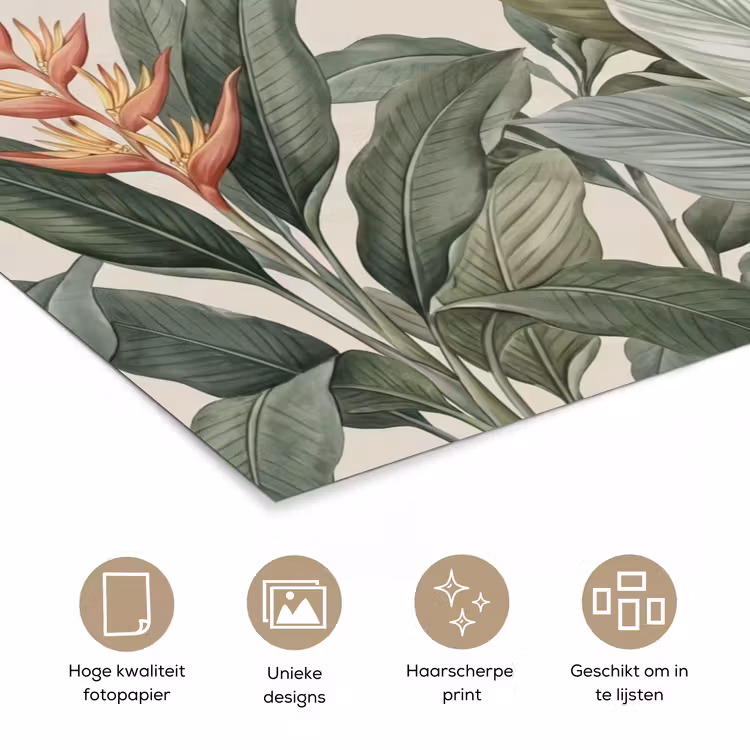 Tropisch - Planten - Modern - Groen poster papier klein -closeup_NL