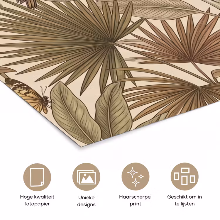 Tropisch - Vogels - Beige poster papier klein -closeup_NL