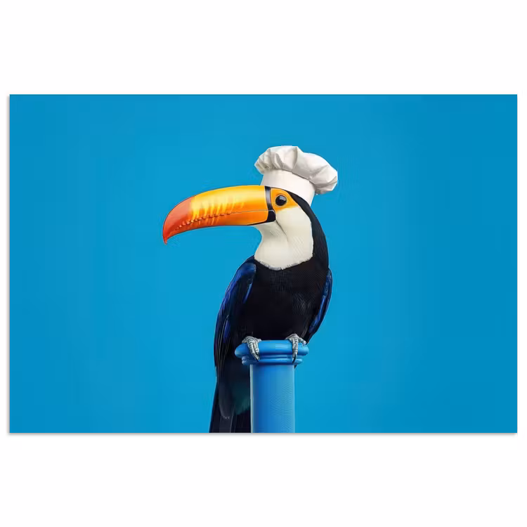 Tucan - Sokkel - Vogel - Koksmuts poster papier klein -3d