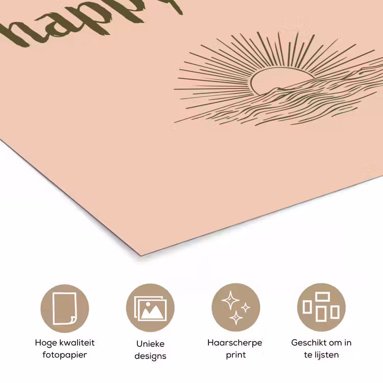 Tuin - Roze - Quote - Zon poster papier klein -closeup_NL