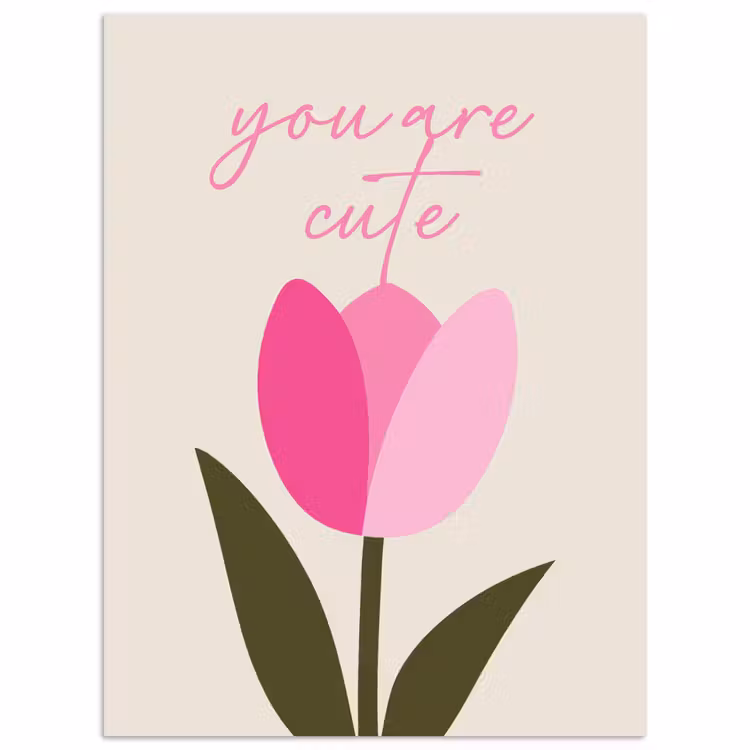 Tulp - Roze - Valentijn - Bloem poster papier klein -3d