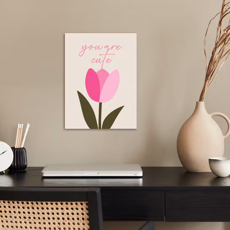 Tulp - Roze - Valentijn - Bloem poster papier klein -sfeer1