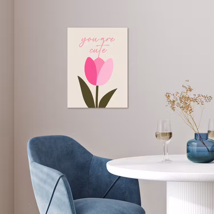 Tulp - Roze - Valentijn - Bloem poster papier klein -sfeer3