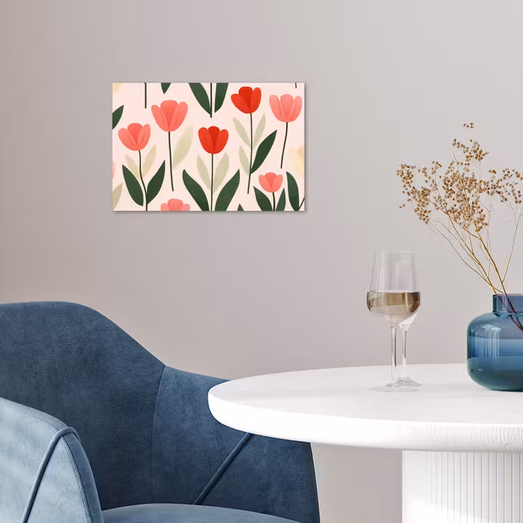 Tulpen - Modern - Roze poster papier klein -sfeer3
