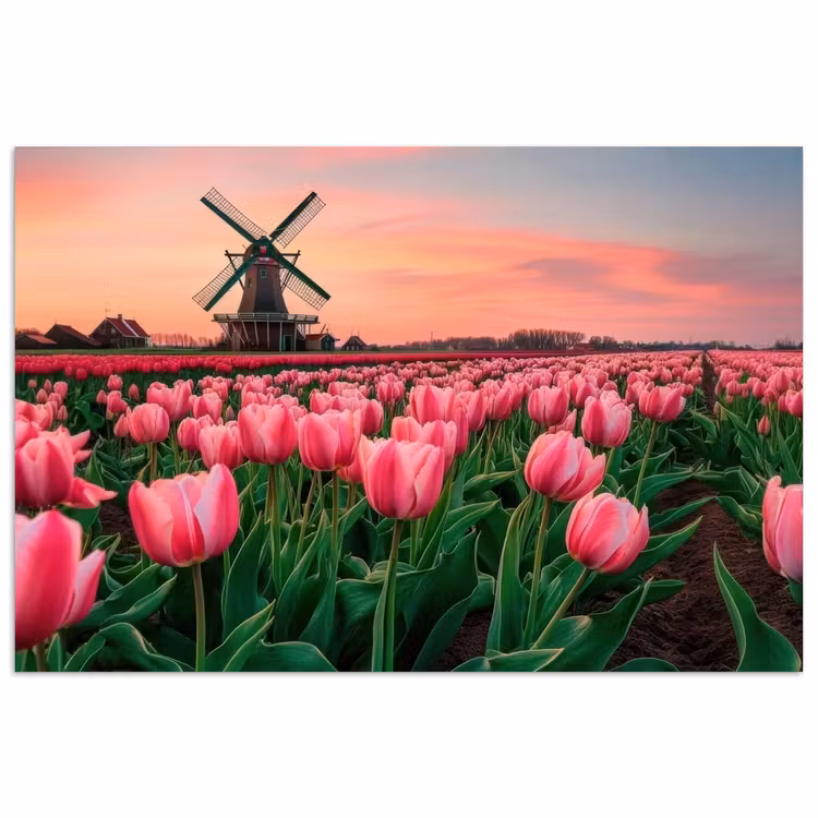 Tulpen - Molen - Nederland poster papier klein -3d