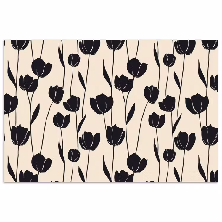 Tulpen - Patroon - Zwart poster papier klein 62 -3d