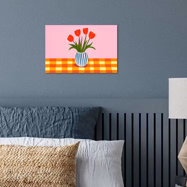 Tulpen - Roze - Vaas poster papier klein -sfeer2