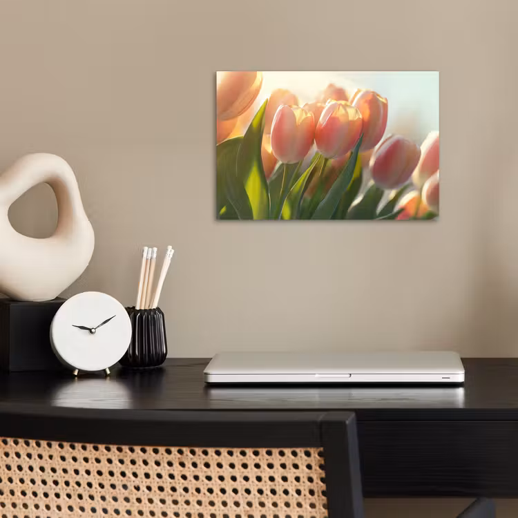 Tulpen - Roze - Zonnestralen poster papier klein -sfeer1