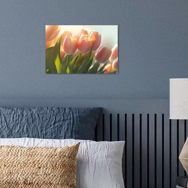 Tulpen - Roze - Zonnestralen poster papier klein -sfeer2