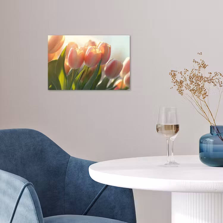 Tulpen - Roze - Zonnestralen poster papier klein -sfeer3