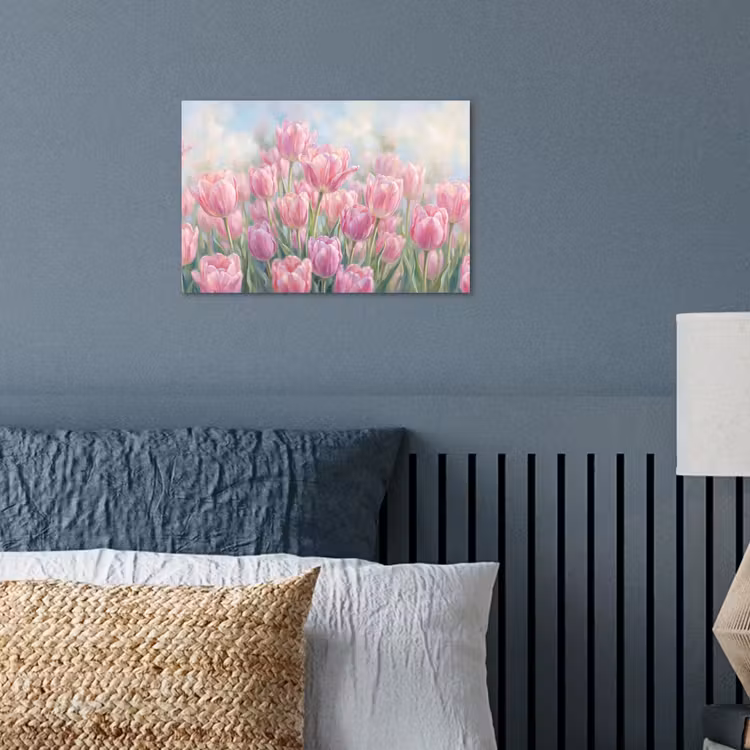 Tulpen - Veld - Lente - Roze poster papier klein -sfeer2