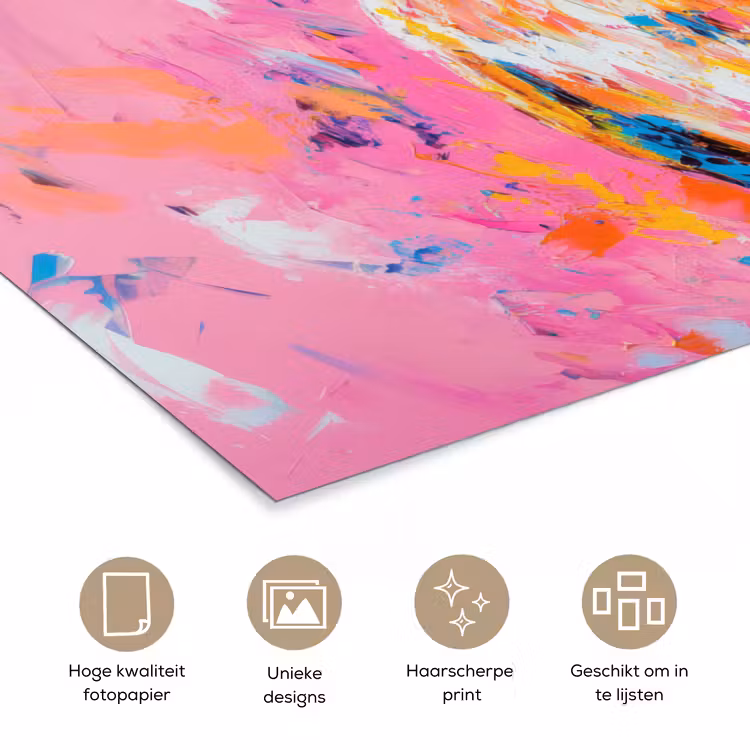 Uil - Roze - Blauw - Verf - Abstract poster papier klein -closeup_NL