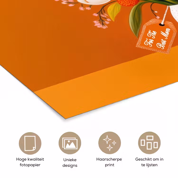 Vaas - Bloemen - Oranje poster papier klein -closeup_NL