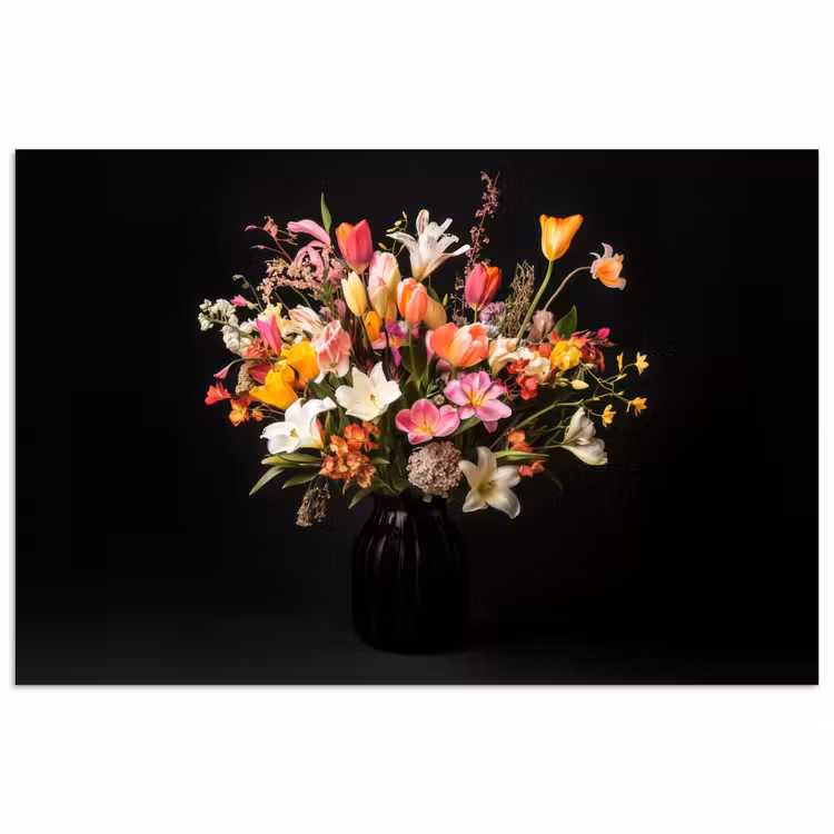 Vaas - Bloemen - Tulpen poster papier klein -3d