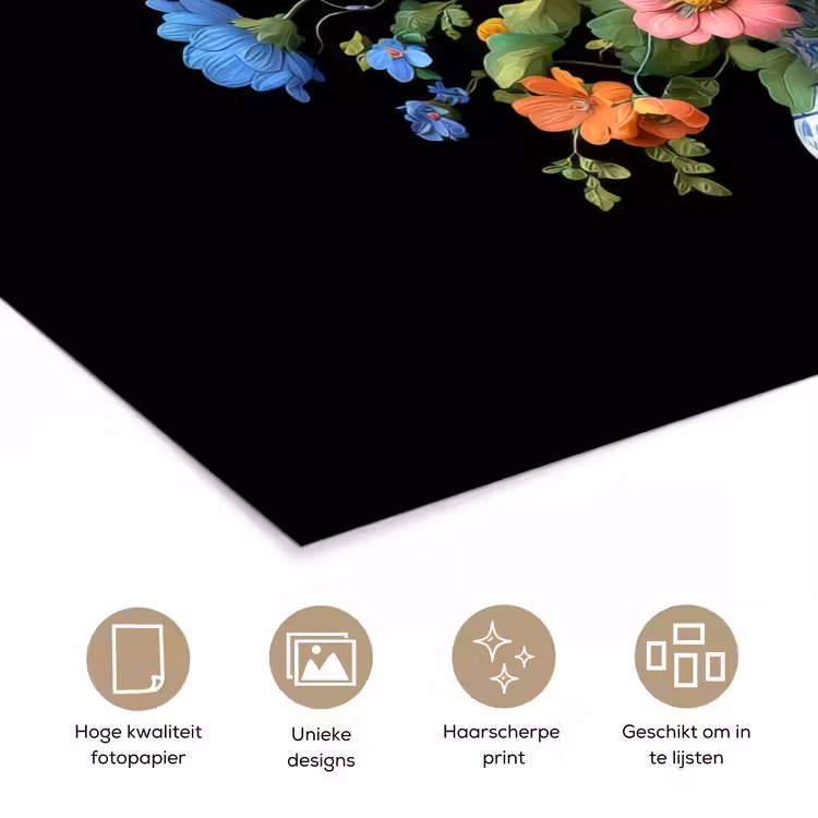 Vaas - Boeket - Bloemen - Kleur poster papier klein -closeup_NL