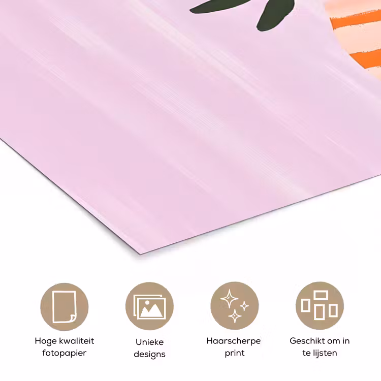 Vaas - Gestreept - Bloemen - Oranje poster papier klein -closeup_NL