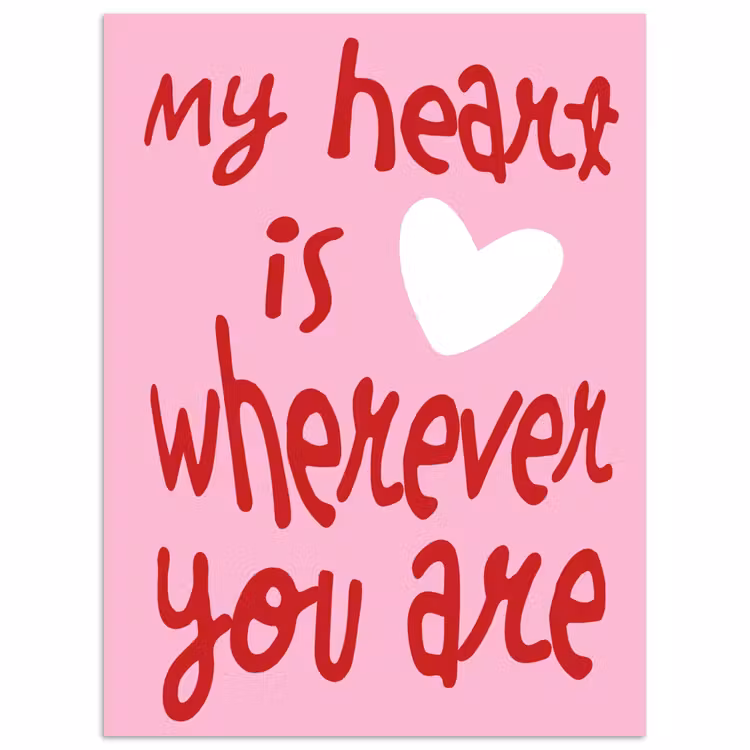 Valentijn - Hart - Liefde - Roze poster papier klein -3d