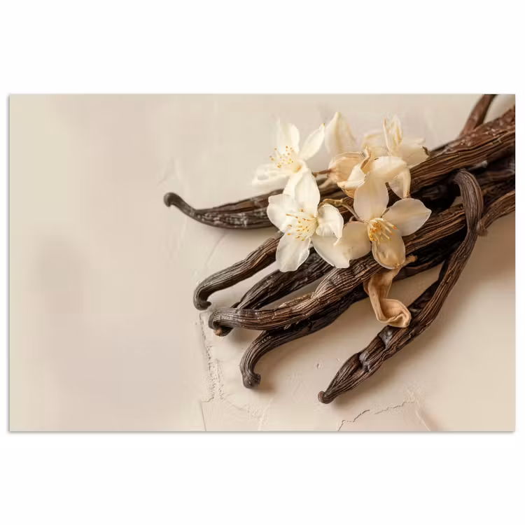 Vanille - Bloemen - Beige poster papier klein -3d