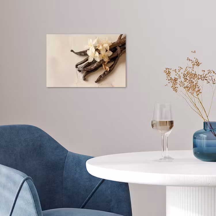Vanille - Bloemen - Beige poster papier klein -sfeer3