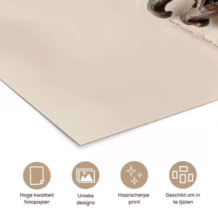 Vanille - Bloemen - Beige poster papier klein -closeup_NL