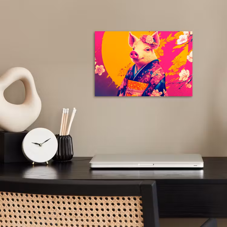 Varken - Bloemkroon - Kimono - Abstract poster papier klein -sfeer1