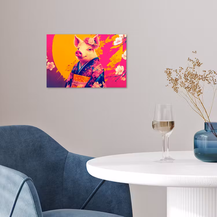 Varken - Bloemkroon - Kimono - Abstract poster papier klein -sfeer3