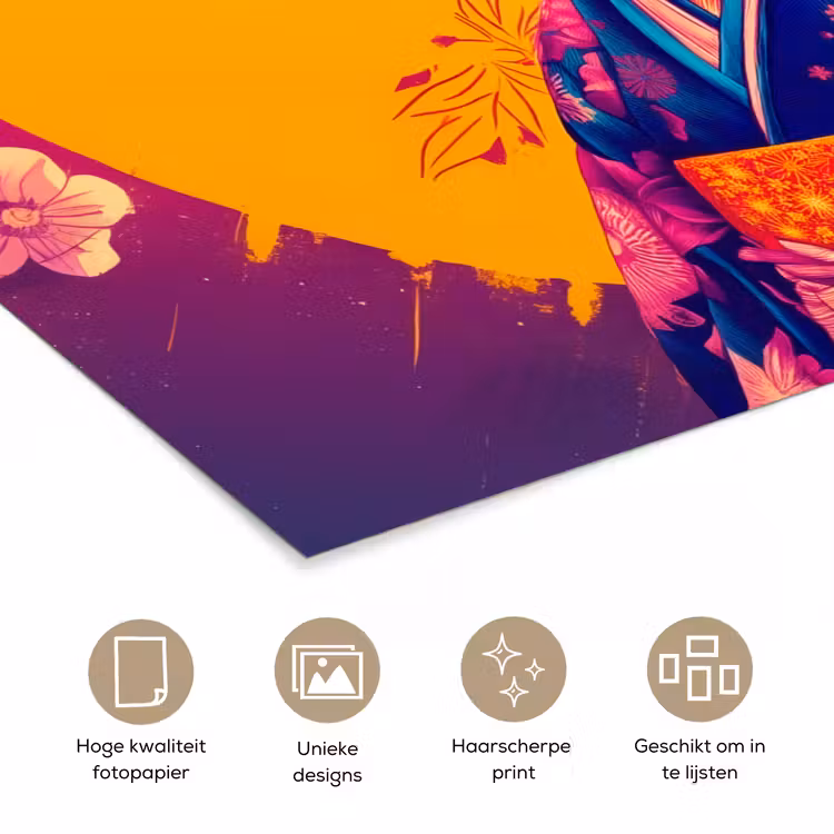 Varken - Bloemkroon - Kimono - Abstract poster papier klein -closeup_NL