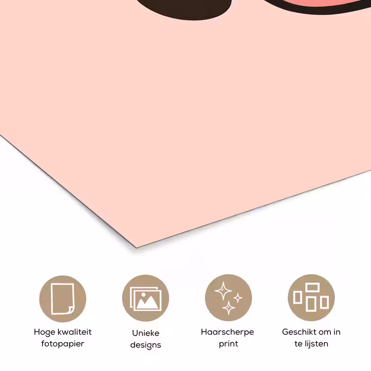 Varken - Roze - Minimalistisch poster papier klein -closeup_NL