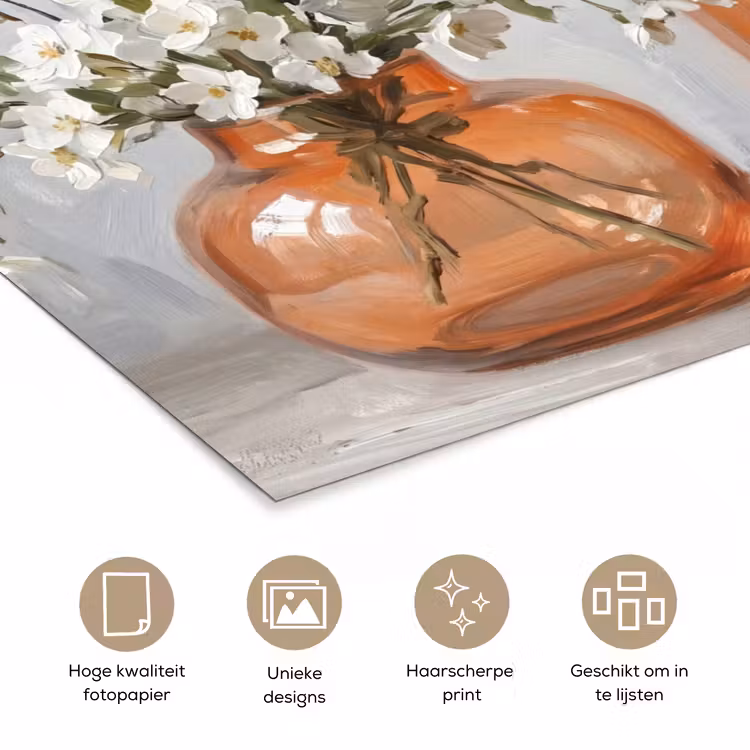 Vazen - Bloemen - Oranje poster papier klein -closeup_NL