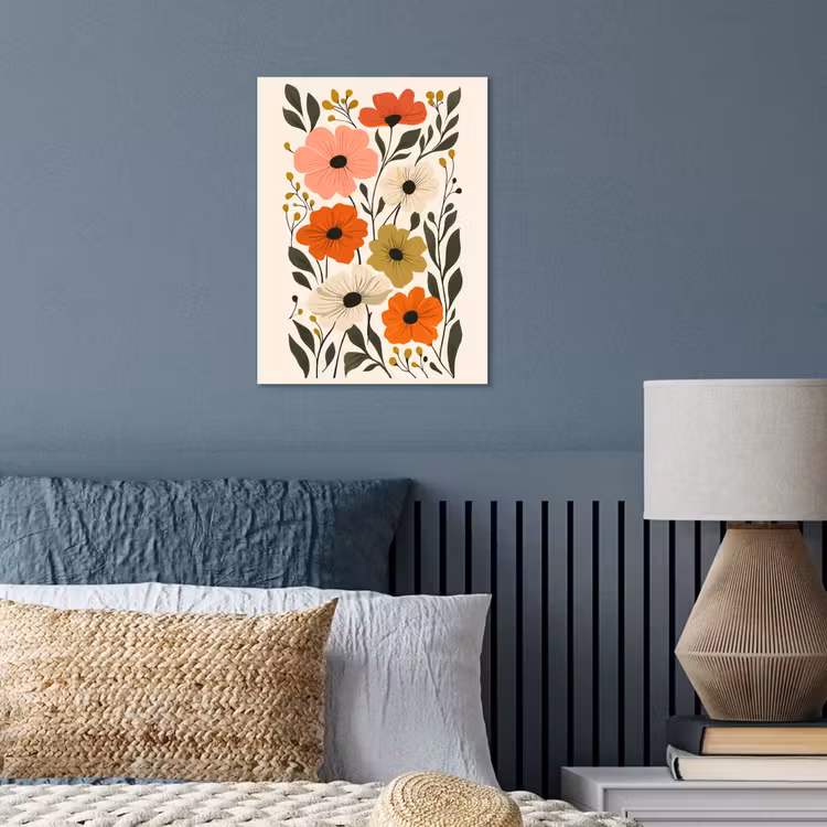 Veldbloemen - Stengels - Blaadjes - Groen poster papier klein -sfeer2