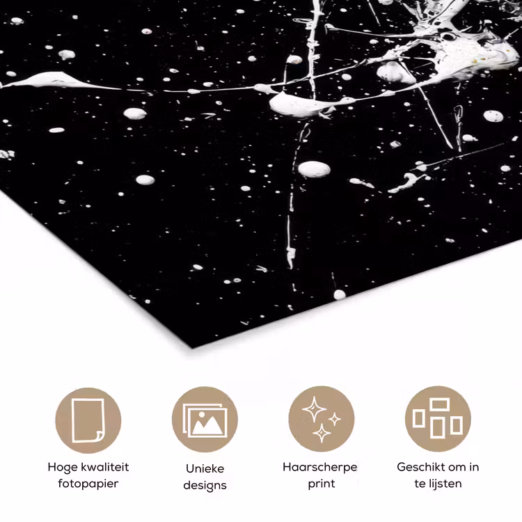 Verfspatten - Wit - Abstract - Explosie poster papier klein -closeup_NL