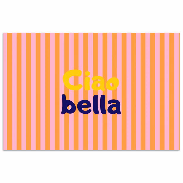 Verticaal - Strepen - Oranje - Ciao bella poster papier klein -3d