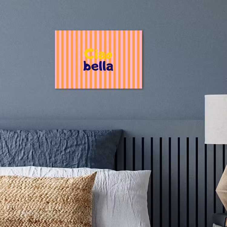 Verticaal - Strepen - Oranje - Ciao bella poster papier klein -sfeer2