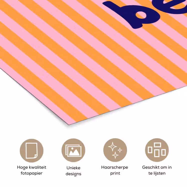 Verticaal - Strepen - Oranje - Ciao bella poster papier klein -closeup_NL